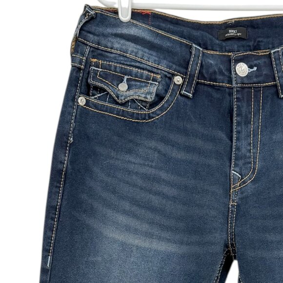 True Religion Men Ricky Stretch Relaxed Straight Big T Dark Blue Jeans 36x34 NWT - Picture 5 of 13